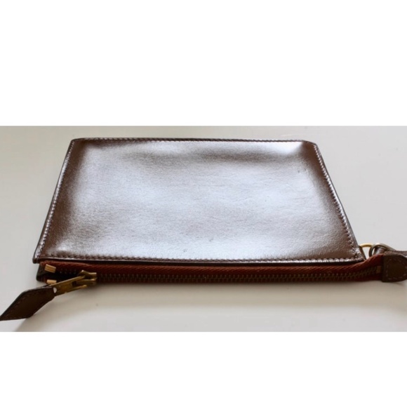 Vintage Hermes Pochette Wristlet Brown Box Leather Bonwit Teller Rare - Picture 5 of 11